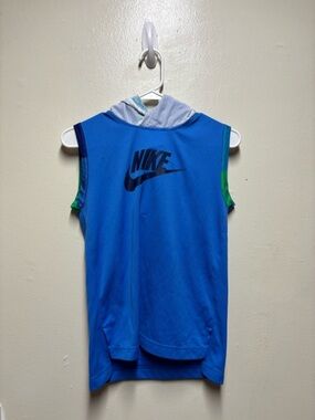 Nike sleeveless training hoodie boys large blue mesh